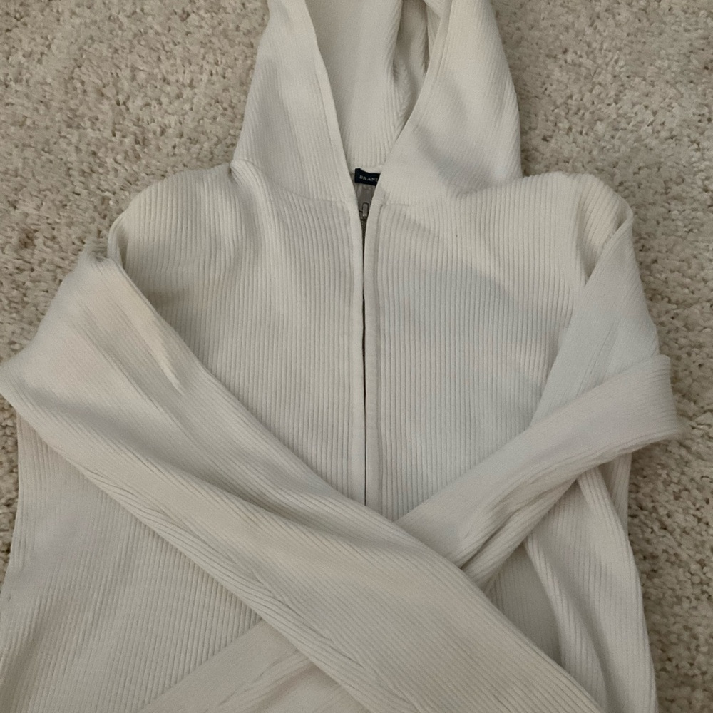 Brandy Melville white Ribbed Hoodie